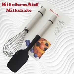 KitchenAid Milkshake Color  Whisk and Silicone Spoon Spatula 2 Piece Baking Set